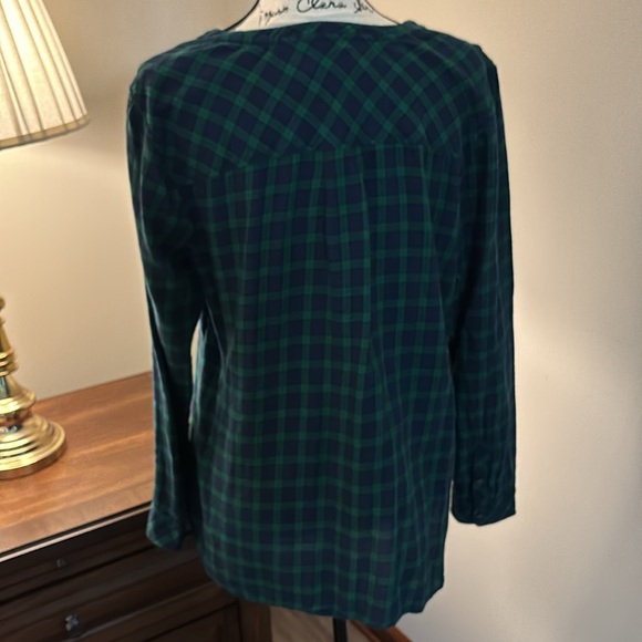Talbots Blue Green Plaid Tunic Top Shirt L Large Like New - Picture 4 of 6